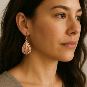 Vintage 1970s Artisan Red Copper Tear drop